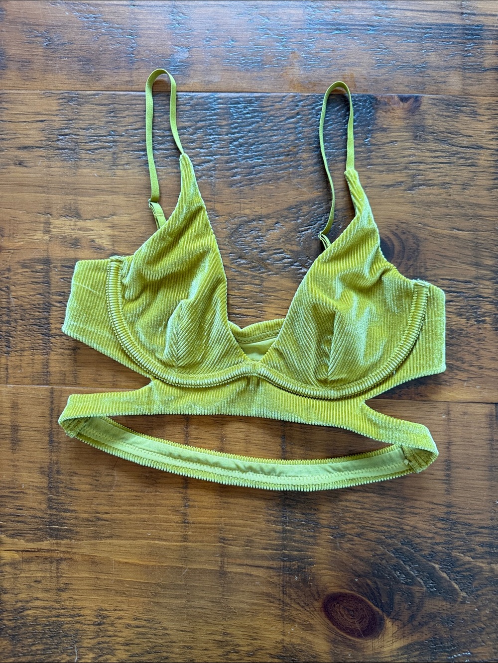 Urban Outfitters Yellow Velvet Underwire Bralette